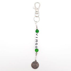 Virgo Practical Zodiac Astrology Maiden Beaded Keychain Handmade Accessory